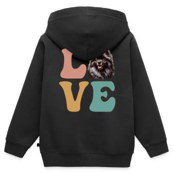 Keeshond Hundeliebhaber - Kinder Premium Organic Zip Hoodie - Schwarz - Hinten - AI Model Kid Male (0cm)