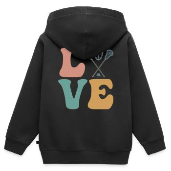 Lacrosse Spieler Lax Coach Team Trainer - Kinder Premium Organic Zip Hoodie - Schwarz - Hinten - AI Model Kid Male (0cm)