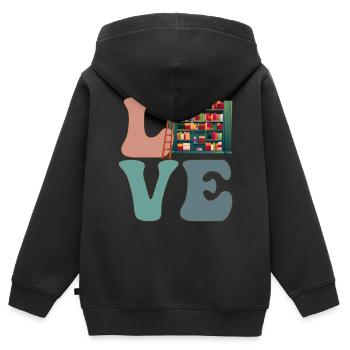 Bibliothekar Bibliothek - Kinder Premium Organic Zip Hoodie - Schwarz - Hinten - AI Model Kid Male (0cm)
