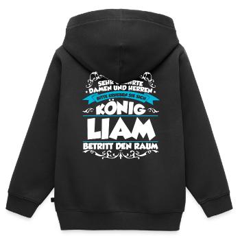 Liam Name Design - Kinder Premium Organic Zip Hoodie - Schwarz - Hinten - AI Model Kid Male (0cm)