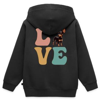 Zwergpinscher Hundeliebhaber - Kinder Premium Organic Zip Hoodie - Schwarz - Hinten - AI Model Kid Male (0cm)