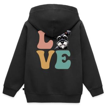 Zwergschnauzer Hundeliebhaber - Kinder Premium Organic Zip Hoodie - Schwarz - Hinten - AI Model Kid Male (0cm)
