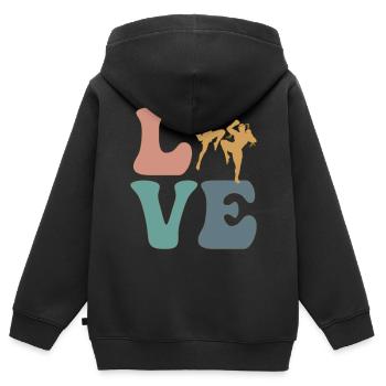 Muay Thai Boxing Martial Arts - Kids Premium Organic Zip-up Hoodie - black - Back - AI Model Kid Male (0cm)