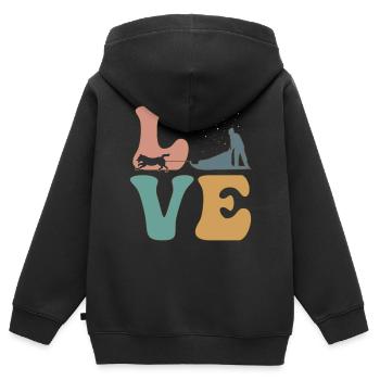 Mushing Sled Dog Sled Dog Handler - Kids Premium Organic Zip-up Hoodie - black - Back - AI Model Kid Male (0cm)