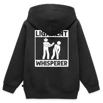 Ligament Care Guru – Beherrschung Der - Kinder Premium Organic Zip Hoodie - Schwarz - Hinten - AI Model Kid Male (0cm)