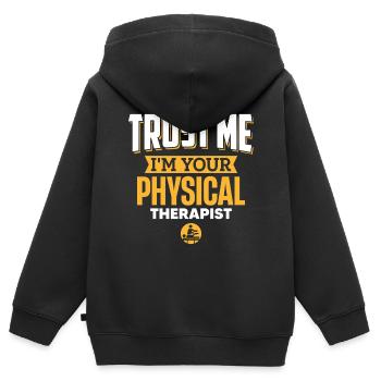 Glaub Mir, Ich Bin Dein Physiotherapeut - Kinder Premium Organic Zip Hoodie - Schwarz - Hinten - AI Model Kid Male (0cm)