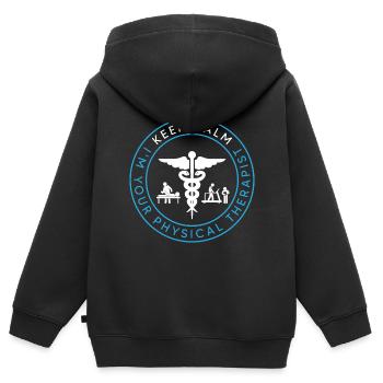 Repos et soins – la promesse de votre - Sweat Premium à capuche zippé enfant bio - noir - Dos - AI Model Kid Male (0cm)