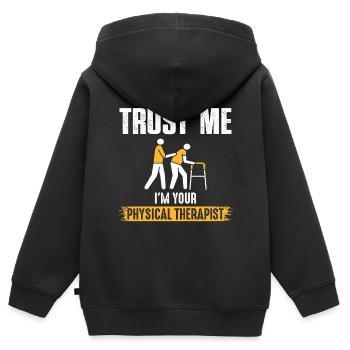 Comptez sur moi – la promesse de la - Sweat Premium à capuche zippé enfant bio - noir - Dos - AI Model Kid Male (0cm)