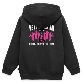 Maman vétérinaire L’idole Le mythe Le vétérinaire - Sweat Premium à capuche zippé enfant bio - noir - Dos - AI Model Kid Male (0cm)