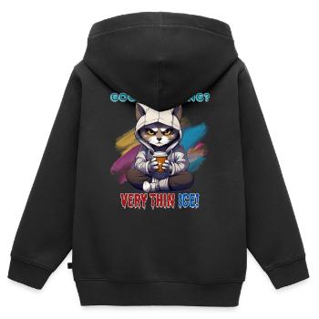 Good morning? Very thin ice! Humor, Spaß, Fun, - Kinder Premium Organic Zip Hoodie - Schwarz - Hinten - AI Model Kid Male (0cm)