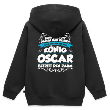 Oscar Name Design - Kinder Premium Organic Zip Hoodie - Schwarz - Hinten - AI Model Kid Male (0cm)