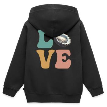 Austernschalen Meeresfrüchte - Kinder Premium Organic Zip Hoodie - Schwarz - Hinten - AI Model Kid Male (0cm)