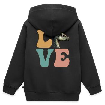 Dinosaures Parasaurolophus - Sweat Premium à capuche zippé enfant bio - noir - Dos - AI Model Kid Male (0cm)