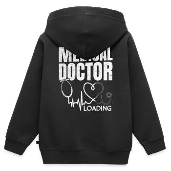 Médecin Chargement - Médecine Étudiant en Médecine - Sweat Premium à capuche zippé enfant bio - noir - Dos - AI Model Kid Male (0cm)