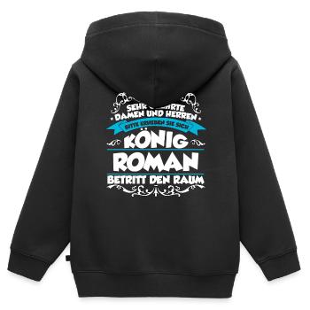 Roman Name Design - Kinder Premium Organic Zip Hoodie - Schwarz - Hinten - AI Model Kid Male (0cm)