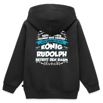 Rudolph Name Design - Kinder Premium Organic Zip Hoodie - Schwarz - Hinten - AI Model Kid Male (0cm)