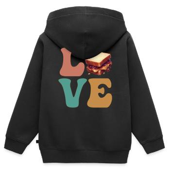Erdnussbutter und Gelee PB & J - Kinder Premium Organic Zip Hoodie - Schwarz - Hinten - AI Model Kid Male (0cm)