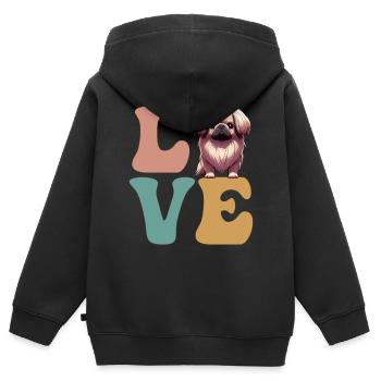 Pekinese Hundeliebhaber - Kinder Premium Organic Zip Hoodie - Schwarz - Hinten - AI Model Kid Male (0cm)