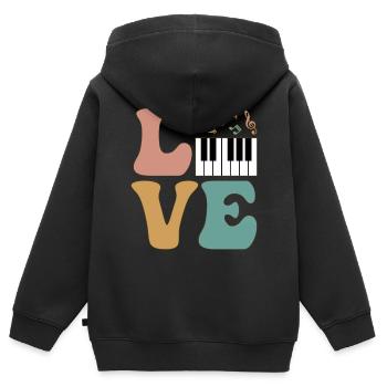 Pianist Klavierspieler - Kinder Premium Organic Zip Hoodie - Schwarz - Hinten - AI Model Kid Male (0cm)