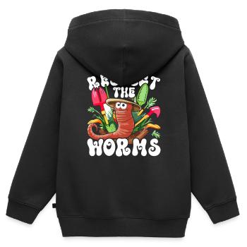 Éleveur de vers Éleveur de vers Respectez les vers - Sweat Premium à capuche zippé enfant bio - noir - Dos - AI Model Kid Male (0cm)