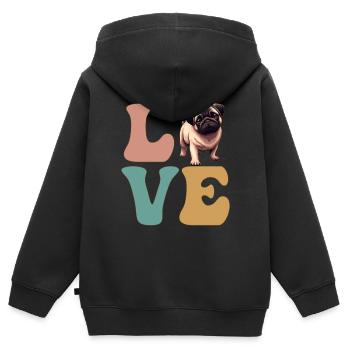 Mops Hundeliebhaber - Kinder Premium Organic Zip Hoodie - Schwarz - Hinten - AI Model Kid Male (0cm)