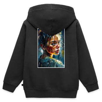 Abstrait Fille Triste Gens Malheureux - Sweat Premium à capuche zippé enfant bio - noir - Dos - AI Model Kid Male (0cm)