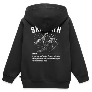 Skiopath Définition Fun Après-ski Skieur - Sweat Premium à capuche zippé enfant bio - noir - Dos - AI Model Kid Male (0cm)