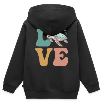 Meeresschildkröte Ozean - Kinder Premium Organic Zip Hoodie - Schwarz - Hinten - AI Model Kid Male (0cm)