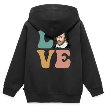 Shakespeare Littérature anglaise Littéraire - Sweat Premium à capuche zippé enfant bio - noir - Dos - AI Model Kid Male (0cm)