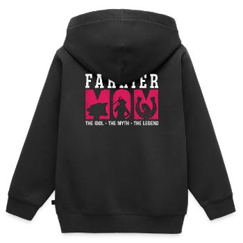 Maman maréchal-ferrante L’idole Le mythe La forge - Sweat Premium à capuche zippé enfant bio - noir - Dos - AI Model Kid Male (0cm)
