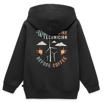 Wind Turbine Technician Before Windmill Coffee - Kinder Premium Organic Zip Hoodie - Schwarz - Hinten - AI Model Kid Male (0cm)