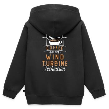Wind Turbine Tech Coffee Windmill Coffee Lover - Kinder Premium Organic Zip Hoodie - Schwarz - Hinten - AI Model Kid Male (0cm)