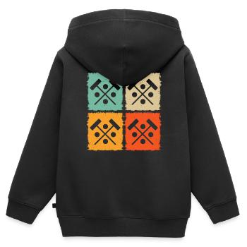 Maillet de croquet Balle de croquet Joueur de croquet - Sweat Premium à capuche zippé enfant bio - noir - Dos - AI Model Kid Male (0cm)
