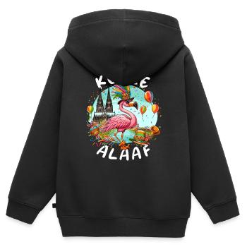 Karneval Köln Kölle Alaaf Flamingo Weiberfastnacht - Kinder Premium Organic Zip Hoodie - Schwarz - Hinten - AI Model Kid Male (0cm)