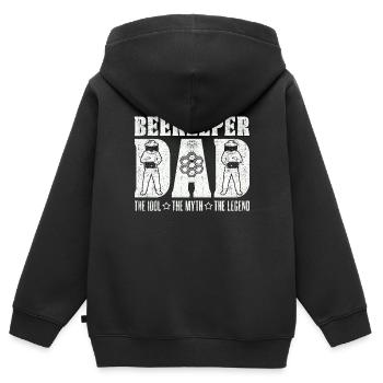 Papa apiculteur L’idole Le mythe L’apiculteur - Sweat Premium à capuche zippé enfant bio - noir - Dos - AI Model Kid Male (0cm)