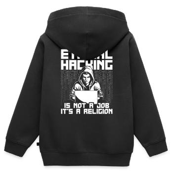 Ethical Hacking Is Not A Job It's A Religion - Kinder Premium Organic Zip Hoodie - Schwarz - Hinten - AI Model Kid Male (0cm)