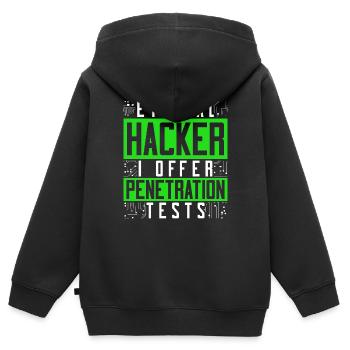 Ethical Hacker I Offer Penetration Tests - Kinder Premium Organic Zip Hoodie - Schwarz - Hinten - AI Model Kid Male (0cm)