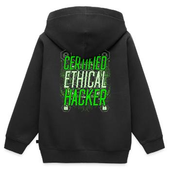 Certified Ethical Hacker - Kids Premium Organic Zip-up Hoodie - black - Back - AI Model Kid Male (0cm)