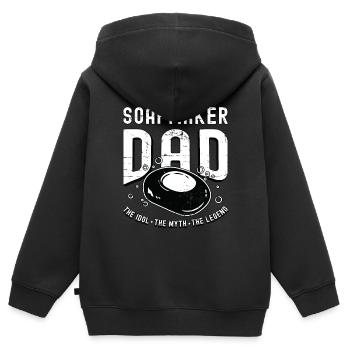 Papa savonnier L’idole Le mythe La saponification - Sweat Premium à capuche zippé enfant bio - noir - Dos - AI Model Kid Male (0cm)