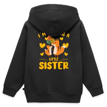 Révélation de la petite soeur en obtenant une petite sœur Fox - Sweat Premium à capuche zippé enfant bio - noir - Dos - AI Model Kid Male (0cm)