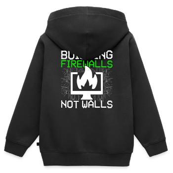 Ethischer Hacker Building Firewalls Not Walls - Kinder Premium Organic Zip Hoodie - Schwarz - Hinten - AI Model Kid Male (0cm)