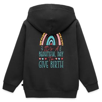 LD Labour And Delivery Nurse - Kids Premium Organic Zip-up Hoodie - black - Back - AI Model Kid Male (0cm)