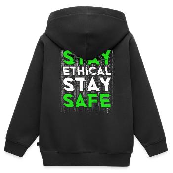 Hacker éthique Restez éthique Restez en sécurité - Sweat Premium à capuche zippé enfant bio - noir - Dos - AI Model Kid Male (0cm)