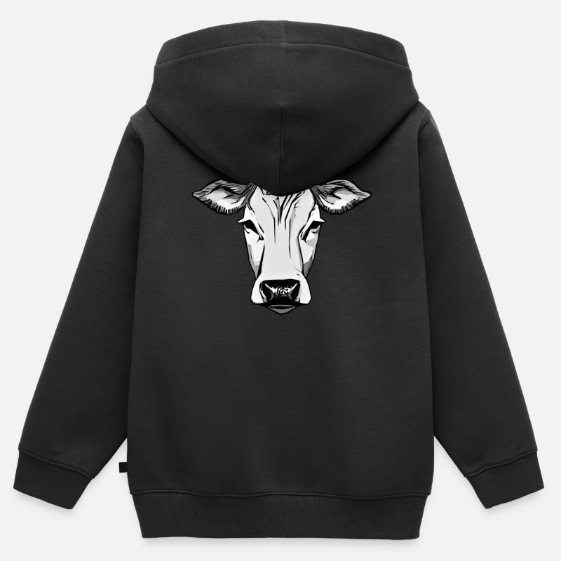 Vache ferme Motif Imprimer - Sweat Premium à capuche zippé enfant bio - noir