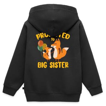 Cute Fox Promoted To Big Sister For Girls - Kids Premium Organic Zip-up Hoodie - black - Back - AI Model Kid Male (0cm)