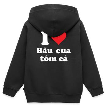 Vietnamesisches Spiel Lebensmittelwürfel - Kinder Premium Organic Zip Hoodie - Schwarz - Hinten - AI Model Kid Male (0cm)