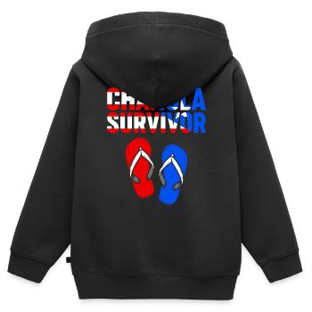 Chancla Survivant La Chancla Portoricain - Sweat Premium à capuche zippé enfant bio - noir - Dos - AI Model Kid Male (0cm)