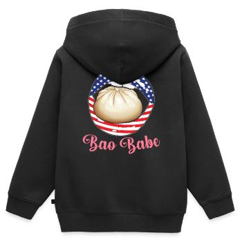 Dim Sum Bun Cuisine Chinoise - Sweat Premium à capuche zippé enfant bio - noir - Dos - AI Model Kid Male (0cm)