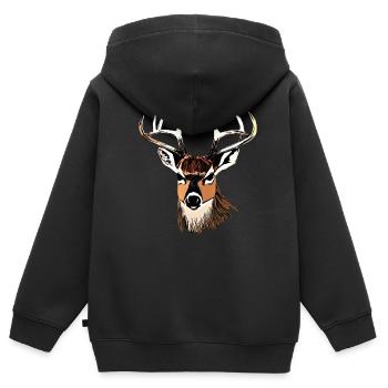 Rothirsch Geweih mit Hirschgeweih - Kinder Premium Organic Zip Hoodie - Schwarz - Hinten - AI Model Kid Male (0cm)