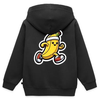 Banana at a running pace - Kids Premium Organic Zip-up Hoodie - black - Back - AI Model Kid Male (0cm)